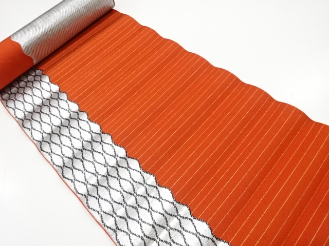 アンティーク　横段に立涌模様織り出し八寸帯地反物